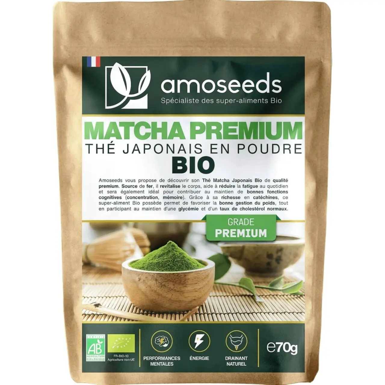 The matcha bienfaits premium en poudre Bio Amoseed The matcha bienfaits premium en poudre Bio Amoseed